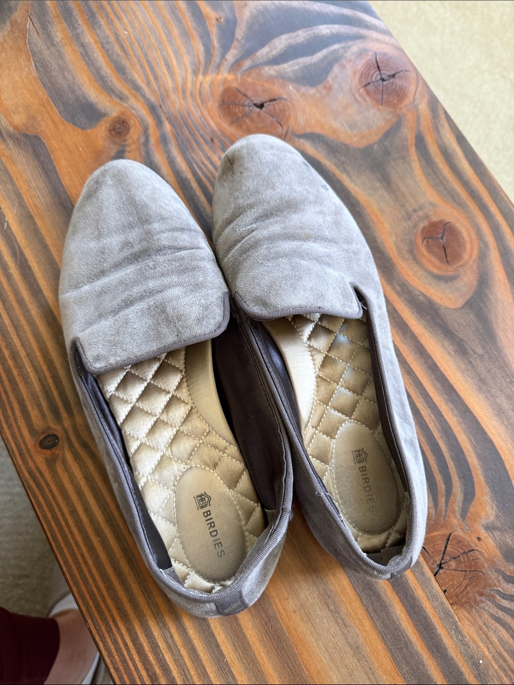 Birdies Taupe Suede Loafers for Women